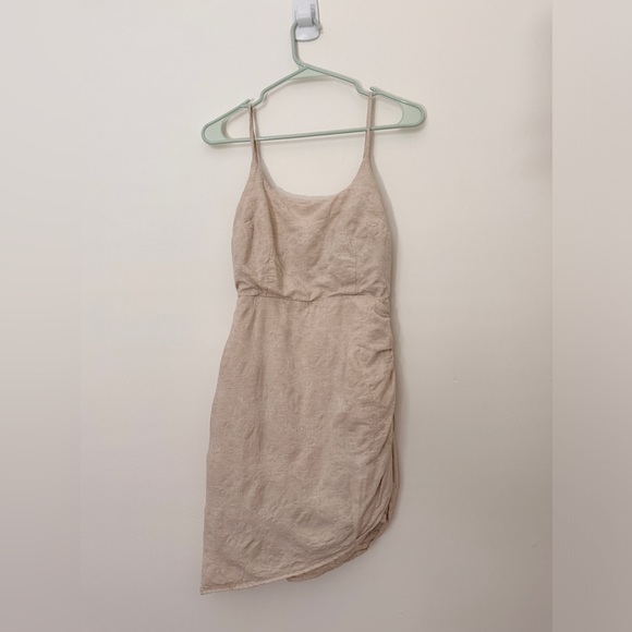 Anthropologie Flat White Ruched Mini Linen Dress - Size Small - Picture 7 of 13